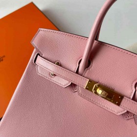 Hermes Birkin 25 Retourne Handmade Bag in Rose Sakura Chevre Mysore Goatskin