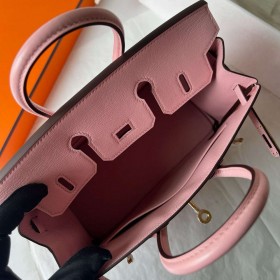 Hermes Birkin 25 Retourne Handmade Bag in Rose Sakura Chevre Mysore Goatskin