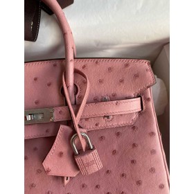 Hermes Birkin 25 Retourne Handmade Bag in Terre Cuite Ostrich Leather