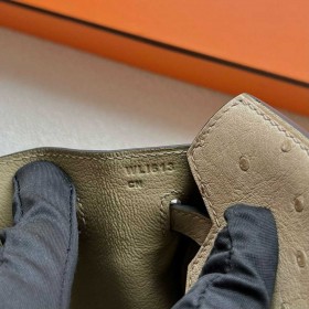Hermes Birkin 25 Retourne Handmade Bag In Trench Ostrich Leather