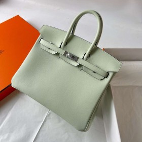 Hermes Birkin 25 Retourne Handmade Bag in Vert Fizz Swift Calfskin