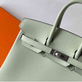Hermes Birkin 25 Retourne Handmade Bag in Vert Fizz Swift Calfskin