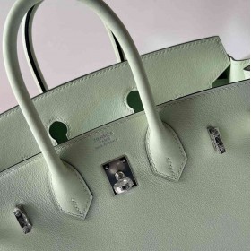 Hermes Birkin 25 Retourne Handmade Bag in Vert Fizz Swift Calfskin