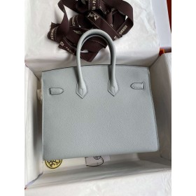 Hermes Birkin 25 Sellier Handmade Bag in Blue Glacier Epsom Calfskin