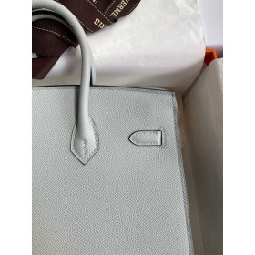Hermes Birkin 25 Sellier Handmade Bag in Blue Glacier Epsom Calfskin