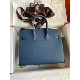 Hermes Birkin 25 Sellier Handmade Bag in Deep Blue Epsom Calfskin
