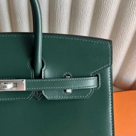 Hermes Birkin 25 Sellier Handmade Bag in Vert Fonce Box Calfskin