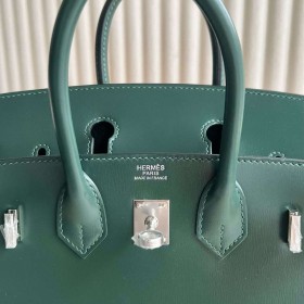 Hermes Birkin 25 Sellier Handmade Bag in Vert Fonce Box Calfskin