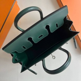 Hermes Birkin 25 Sellier Handmade Bag in Vert Fonce Box Calfskin