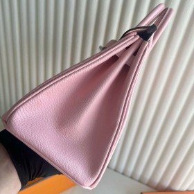Hermes Birkin 25 Verso Retourne Handmade Bag in Pink Chevre Mysore Goatskin