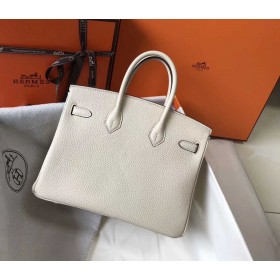 Hermes Birkin 25cm Bag In Beton Clemence Leather GHW