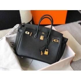 Hermes Birkin 25cm Bag In Black Clemence Leather GHW