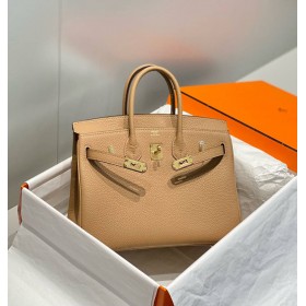 Hermes Birkin 25cm Bag In Chai Clemence Leather GHW