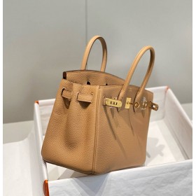Hermes Birkin 25cm Bag In Chai Clemence Leather GHW