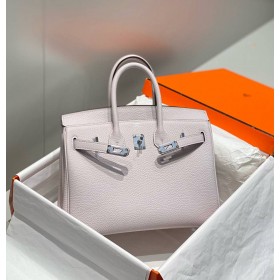 Hermes Birkin 25cm Bag In Mauve Pale Clemence Leather PHW