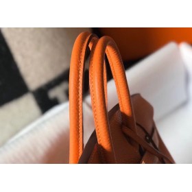 Hermes Birkin 25cm Bag In Orange Clemence Leather GHW
