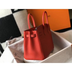 Hermes Birkin 25cm Bag In Red Clemence Leather GHW