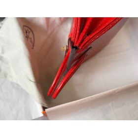 Hermes Birkin 25cm Bag In Red Embossed Crocodile Leather