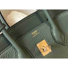 Hermes Birkin 25cm Bag In Vert Amande Clemence Leather GHW