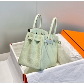 Hermes Birkin 25cm Bag In Vert Fizz Clemence Leather PHW