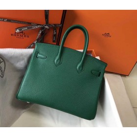 Hermes Birkin 25cm Bag In Vert Vertigo Clemence Leather GHW
