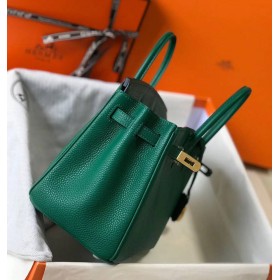 Hermes Birkin 25cm Bag In Vert Vertigo Clemence Leather GHW