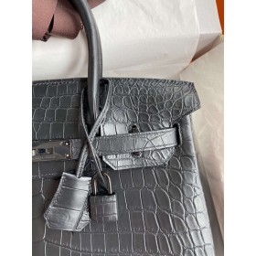 Hermes Birkin 30 Handmade Bag In Black Crocodile Niloticus Matte Skin