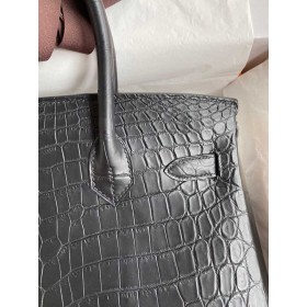 Hermes Birkin 30 Handmade Bag In Black Crocodile Niloticus Matte Skin