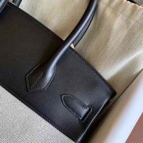 Hermes Birkin 30 Handmade Bag In Toile &amp; Black Swift Leather
