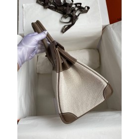Hermes Birkin 30 Handmade Bag In Toile &amp; Tourterelle Swift Leather