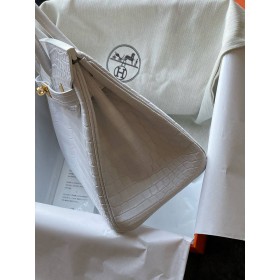 Hermes Birkin 30 Handmade Bag In White Crocodile Niloticus Matte Skin