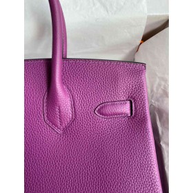 Hermes Birkin 30 Retourne Handmade Bag in Anemone Clemence Leather