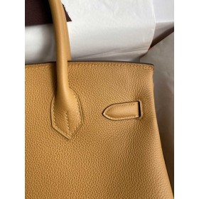 Hermes Birkin 30 Retourne Handmade Bag In Biscuit Clemence Leather