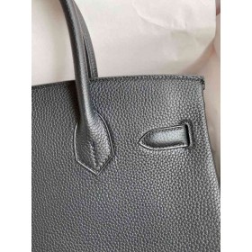 Hermes Birkin 30 Retourne Handmade Bag In Black Clemence Leather