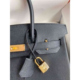 Hermes Birkin 30 Retourne Handmade Bag In Black Epsom Calfskin