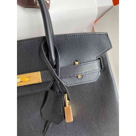 Hermes Birkin 30 Retourne Handmade Bag In Black Swift Leather