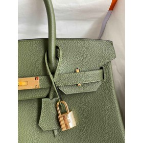 Hermes Birkin 30 Retourne Handmade Bag In Canopee Clemence Leather