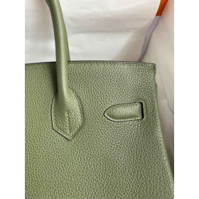 Hermes Birkin 30 Retourne Handmade Bag In Canopee Clemence Leather