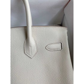 Hermes Birkin 30 Retourne Handmade Bag In Craie Clemence Leather