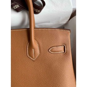 Hermes Birkin 30 Retourne Handmade Bag In Gold Clemence Leather