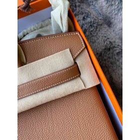 Hermes Birkin 30 Retourne Handmade Bag in Gold Togo Leather