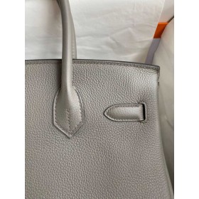 Hermes Birkin 30 Retourne Handmade Bag In Gris Meyer Clemence Leather