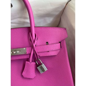 Hermes Birkin 30 Retourne Handmade Bag In Magnolia Clemence Leather
