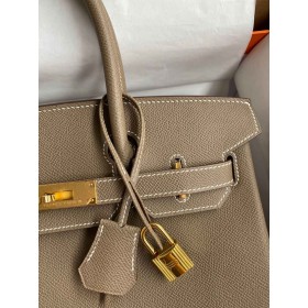 Hermes Birkin 30 Retourne Handmade Bag In Taupe Epsom Calfskin