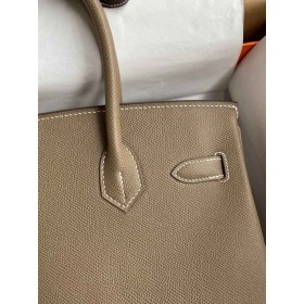 Hermes Birkin 30 Retourne Handmade Bag In Taupe Epsom Calfskin