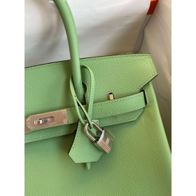 Hermes Birkin 30 Retourne Handmade Bag In Vert Criquet Epsom Calfskin