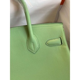 Hermes Birkin 30 Retourne Handmade Bag In Vert Criquet Epsom Calfskin