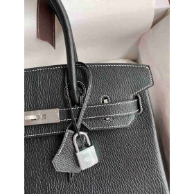 Hermes Birkin 30 Verso Retourne Handmade Bag in Black Chevre Mysore Goatskin