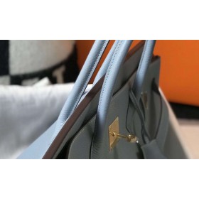 Hermes Birkin 30cm Bag In Blue Lin Clemence Leather GHW