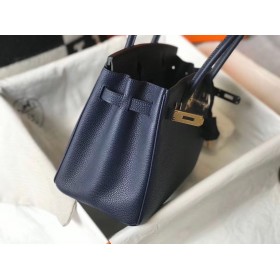 Hermes Birkin 30cm Bag In Dark Blue Clemence Leather GHW